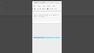 Sum of Two Numbers Input by User Python #shortsviral #shorts #shortsvideo #short #python
