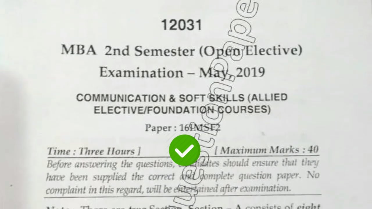 2019 Mdu MBA 2nd Sem Communication & Soft Skills Question Paper - YouTube