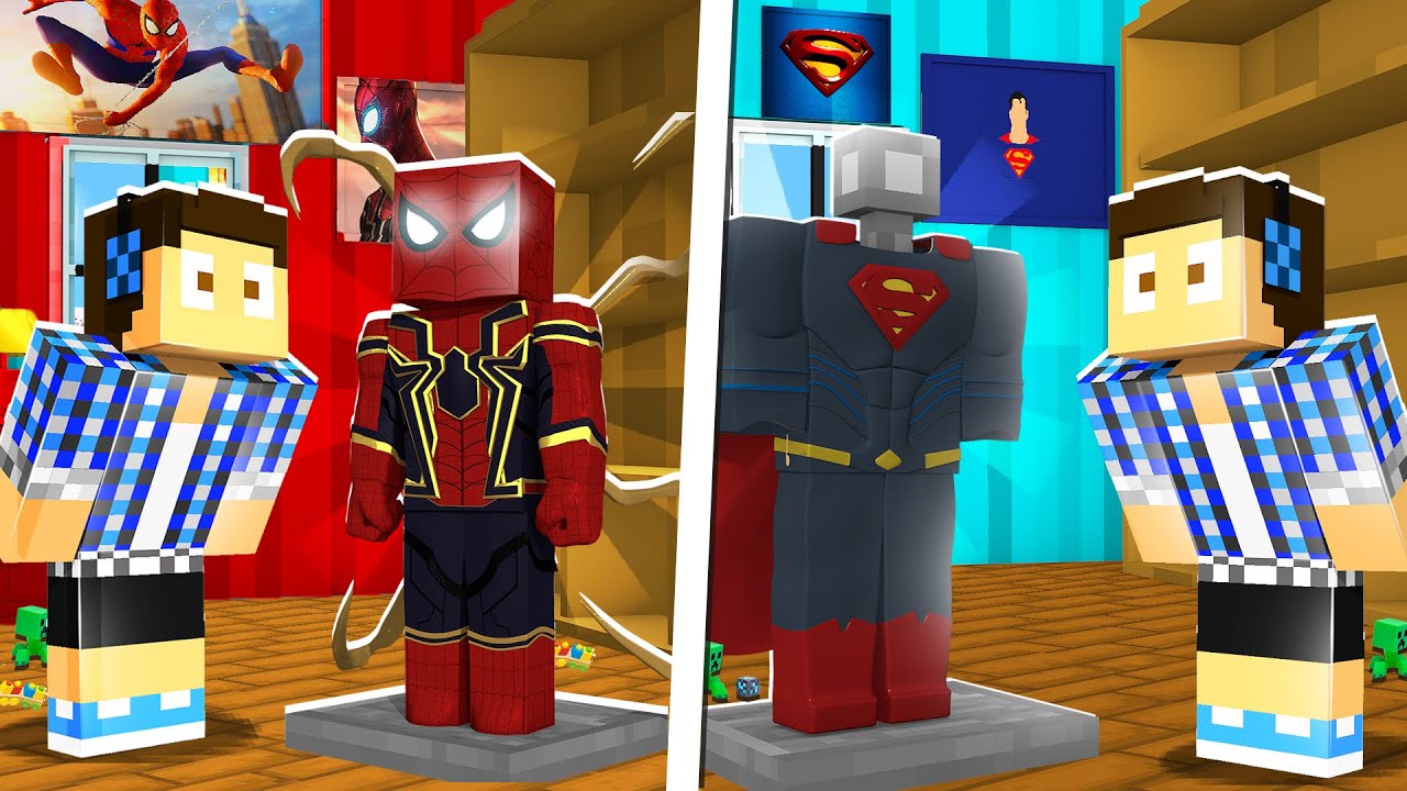 QUARTO DO HOMEM ARANHA VS QUARTO DO SUPERMAN NO MINECRAFT - YouTube