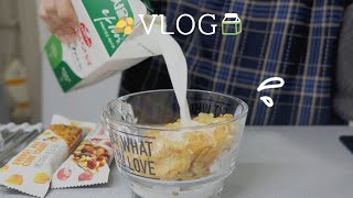 ENG) vlog 집순이 자취로그 먹다가 끝나버린 주말 일상🌭ㅣ치즈김치전.콩불.쏘야.칠리굴소스볶음밥.마크라메만들기