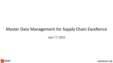 Master Data Management for Supply Chain Excellence