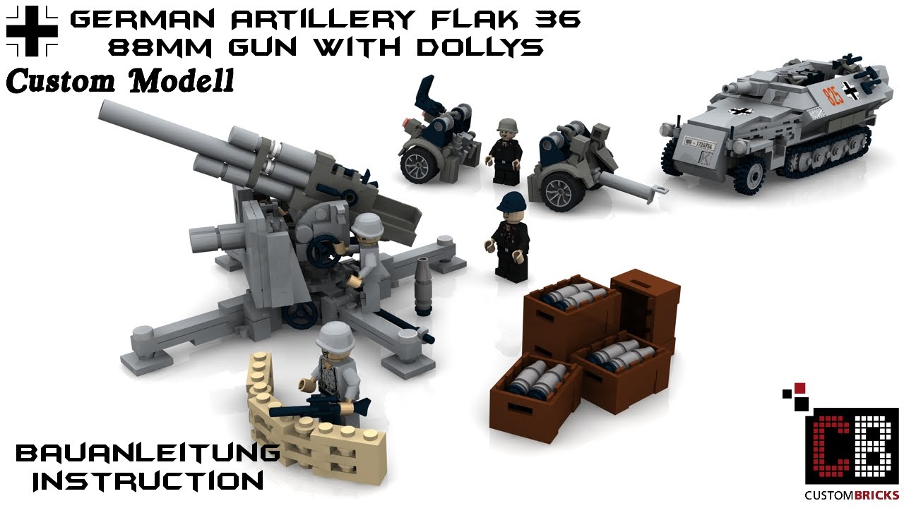Custom Ww2 Wwii Artillerie Flak 36 88mm Aus Lego ® Steinen Youtube