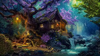 COZY FAIRY COTTAGE in the Middle of the Forest  Soothing Rain & Distant Thunder Sounds