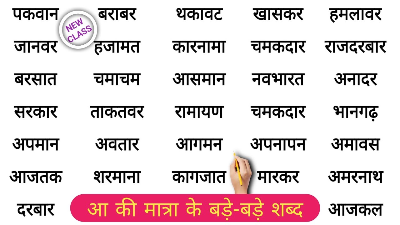 Aa ki Matra wale shabd | आ की मात्रा के शब्द | How To Learn Hindi ...