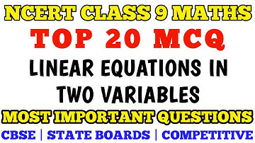 Best MCQ Linear Equation In Two Variables Full Chapter || Class 9 maths MCQ #mcqncert #class9mcq