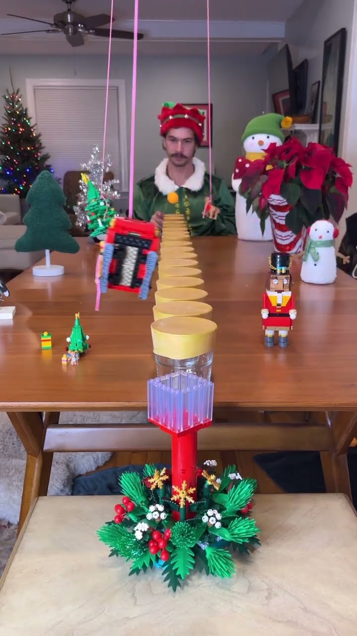 The intensity of this trick shot kept building with every brick!!! ?? #shorts