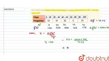 The arithmetic mean of the following frequency distribution is 53. Find the value of k.  | CLASS...