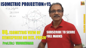 ISOMETRIC PROJECTION -15, Isometric view of hemisphere on hexagonal prism by Prof. Vinodkumar