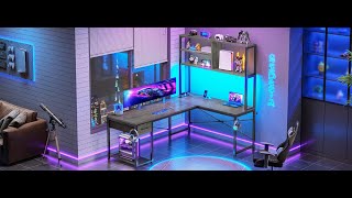 SEDETA 51.2 Inch Reversible L shaped Gaming Desk Small Corner Desk with LED Lights Drawer