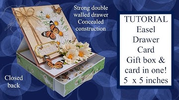 How to Tutorial Make an Easel Drawer Card & Gift Box in one! Birthday Wedding Christmas Mother