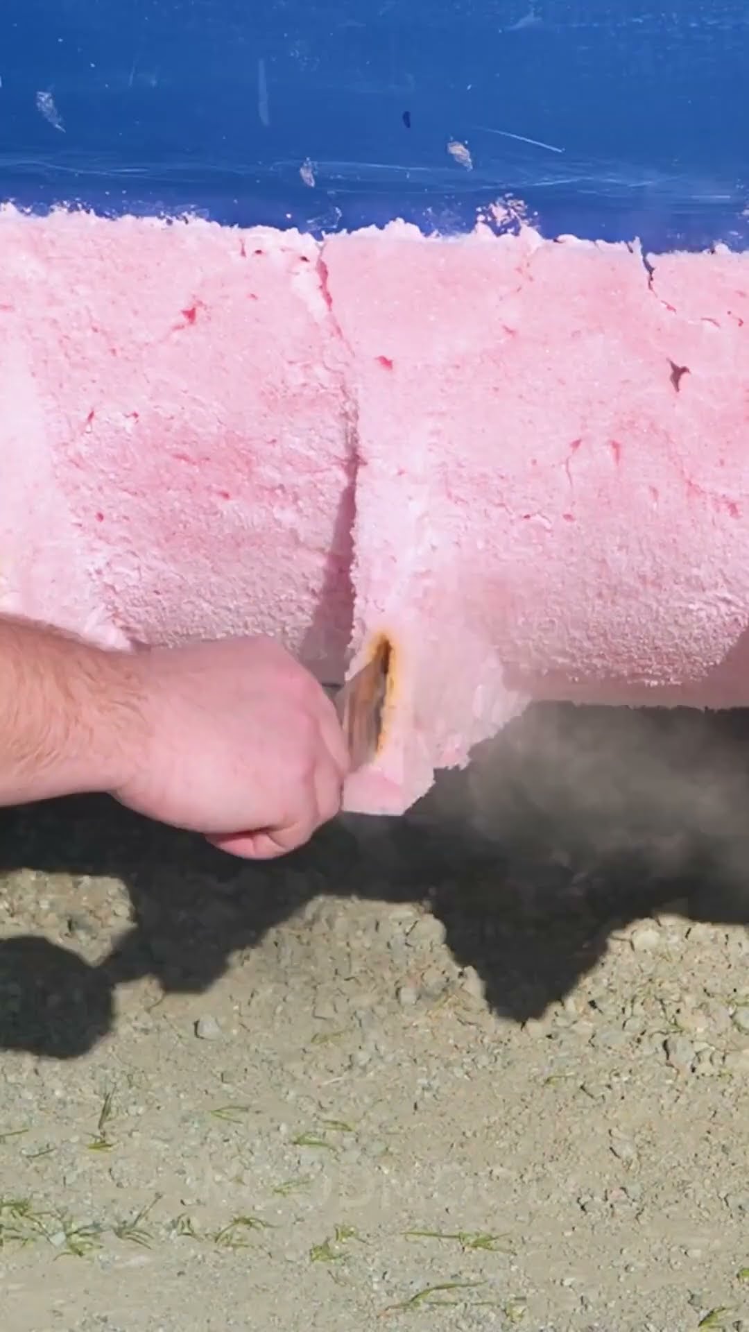 He crafted a unique rear bumper for his car with pink foam ?