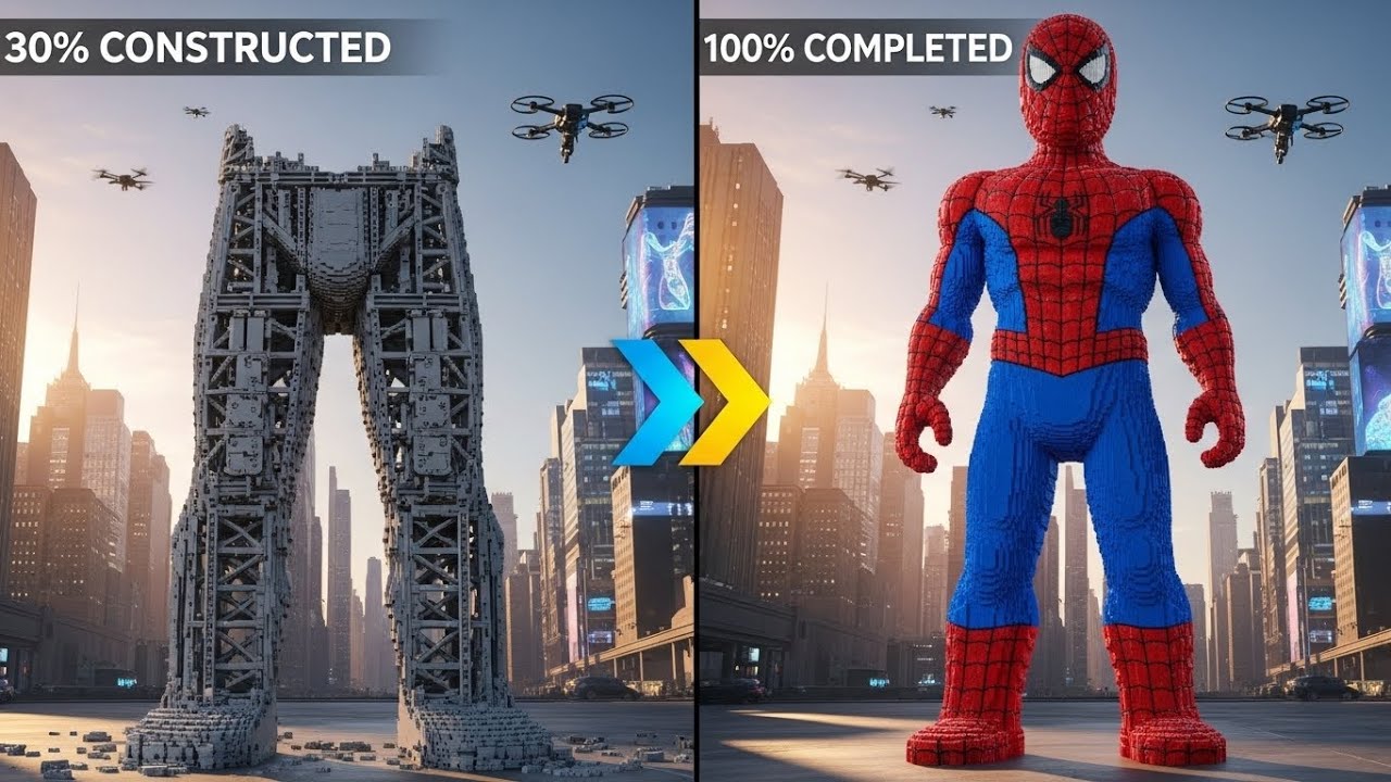 Building the WORLD’S LARGEST LEGO Spider-Man! (Satisfying Timelapse)