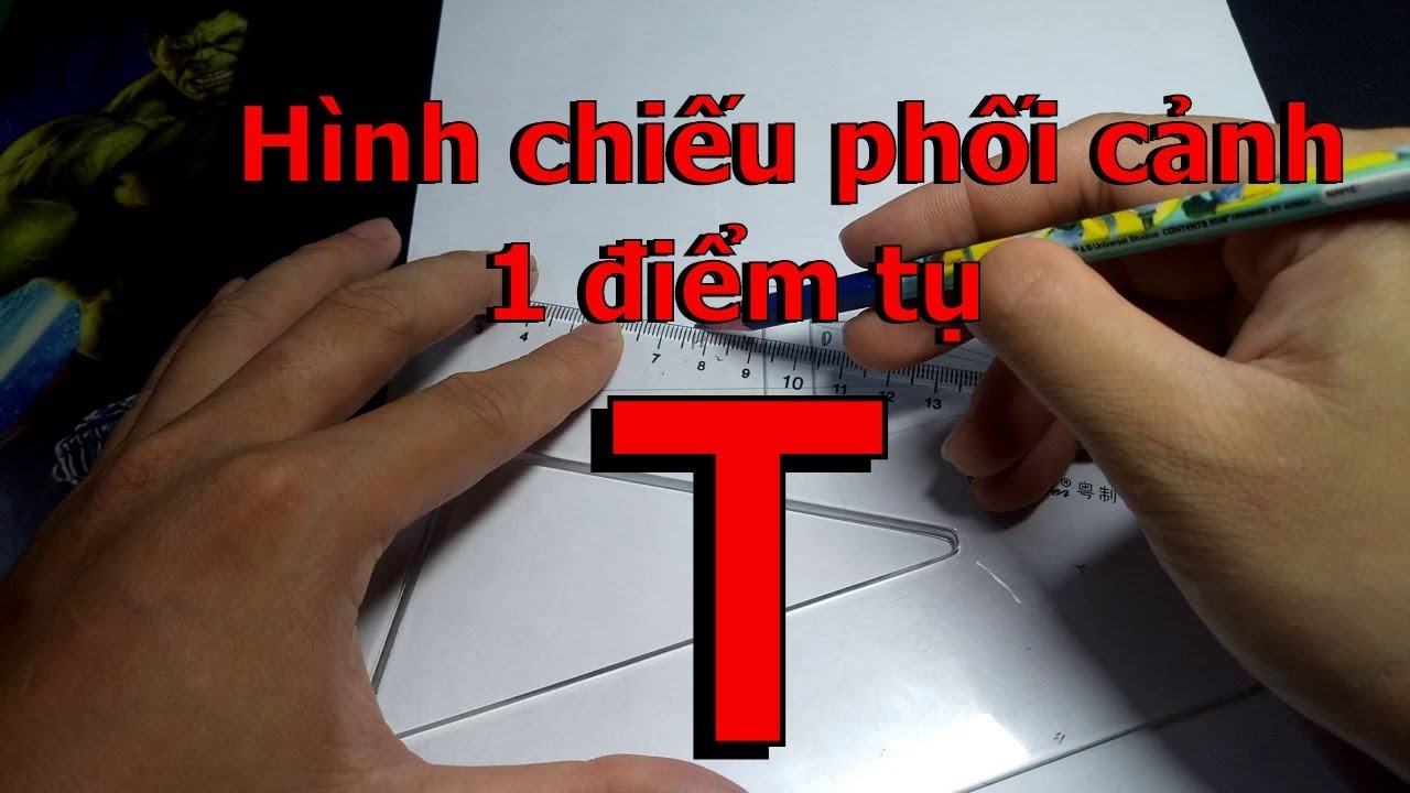 Vẽ Hình chiếu phối cảnh 1điểm tụ của vật thể chữ T ( part 2 ...