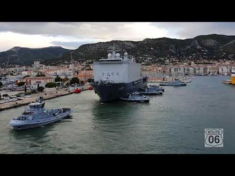 Arrival of the Mega Smeralda ferry from Corsica Ferries in Toulon harbor HD