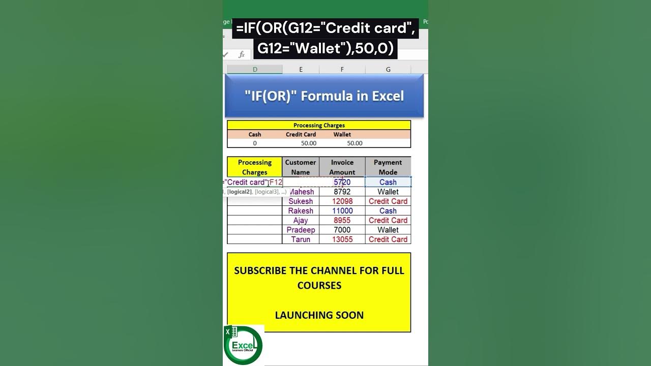 If or formula in excel shortsfeed shortsviral excel youtube
