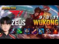 T1 zeus wukong vs trundle top  patch 145 kr ranked challenger  lolrec