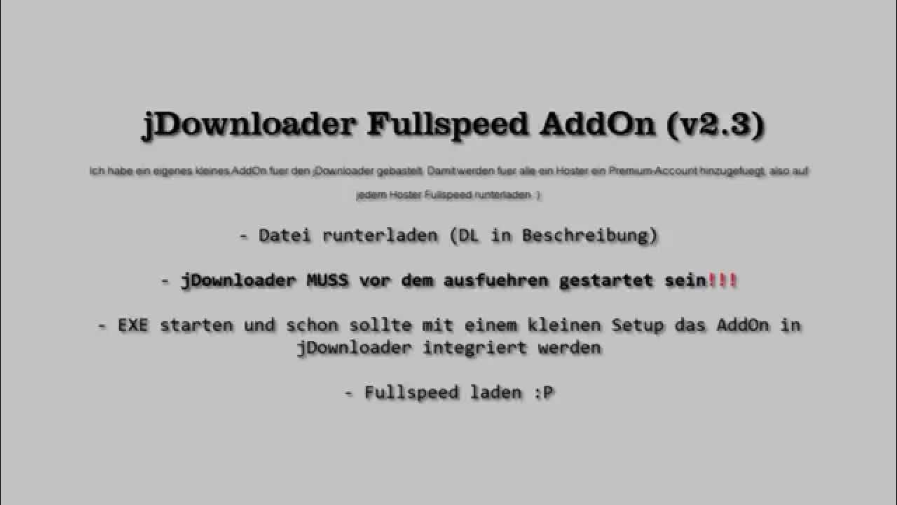jDownloader FullSpeed AddOn (v2.3) YouTube