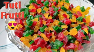 Tutti Frutti recipe ! तरबूज के बचे हुए छिलको से बनाये टूटी फ्रूटी ! Market style ! In Hindi.