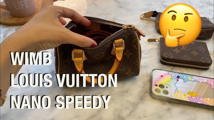 Old vs. New Nano Speedy size comparison (plus Speedy Bag Charm). The new  Nano is tiny! From kyrie.lv on IG🤍 : r/Louisvuitton