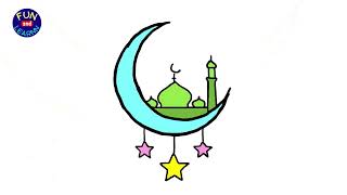 How to Draw Ramadan Kareem Step by Step 🕌 Easy Mosque Drawing for Beginners \ FunandLearnn screenshot 1