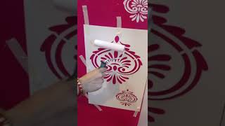 wall design with stencils | beautiful wall design |colour combo of white on pink| Asian paint screenshot 5