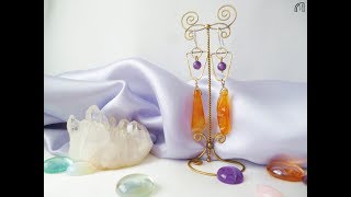 Серьги с аметистом и сердоликом. Earrings with amethyst and cornelian.