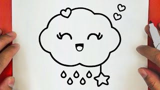 كيف ترسم سحابة ممطرة كيوت خطوة بخطوة / رسم سهل / تعليم الرسم للمبتدئين || Cute Rainy Cloud Drawing