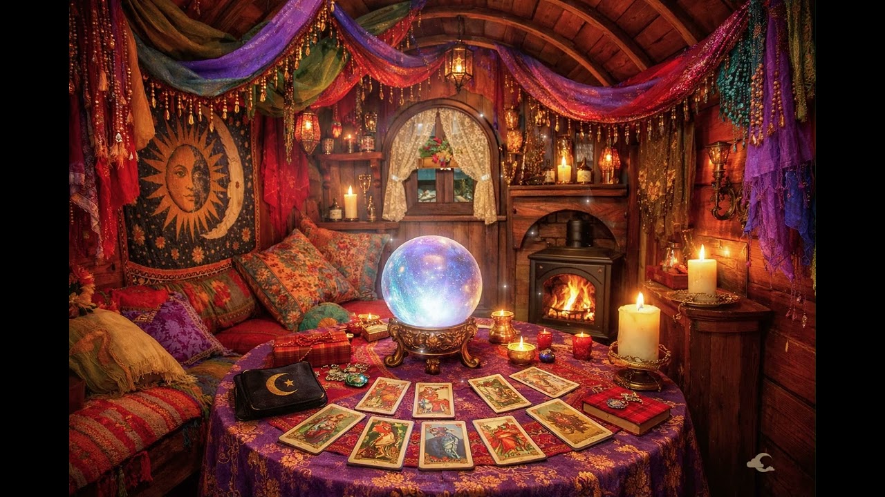 Mystical Violin Music 🔮 Fortune Teller Sanctuary Ambience ✨ Cozy Candlelit Tarot Room for Relaxation