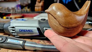 Wood carving a comfort Bird with a dremel and kutzall burrs