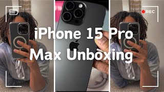 iPhone 15 Pro Max Black Titanium Unboxing + Setup📱🖤