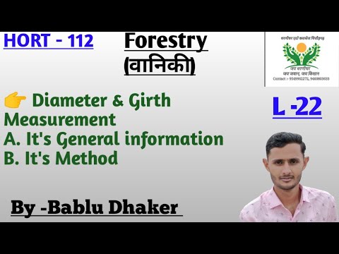 Forestry(वानिकी),HORT -112 , FOREST MEASUREMENT (वन मापन) :- भाग :- 3🌲।। By -Bablu Dhaker,🌲L-22।।