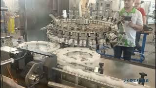 Rotary filling monobloc with rinsing and capping for food and cosmetics.
