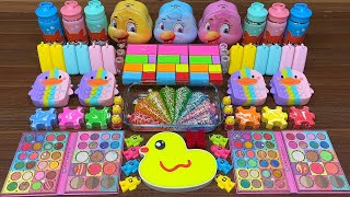 RAINBOW DUCK I Mixing random into PIPING BAGS Slime I Relax with videos💕