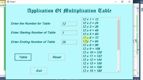 How to make Multiplication Table in Visual Basic Windows Form Application Visual Studio?