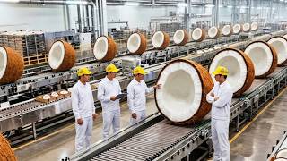 Inside a Coconut Milk Factory - How Coconuts Are Turned into Creamy Milk (Full Process)