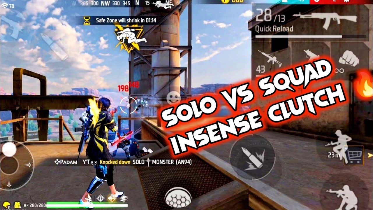 Best Solo VS Squad Insense Clutch 🔥 Free Fire Funny Gameplay 🤣 Garena ...