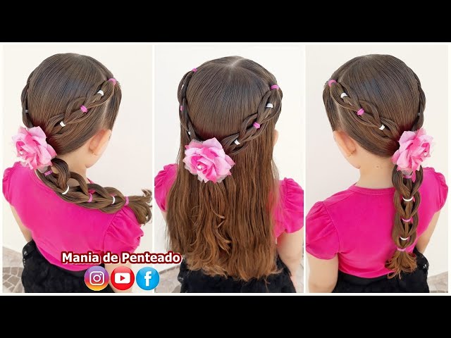 Mania de Penteado - Penteado Infantil com tranças e ligas