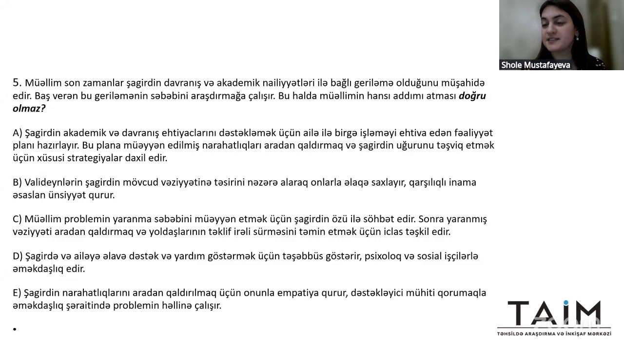 Qəbul tipli test izahı 2025 - Şölə Mustafayeva