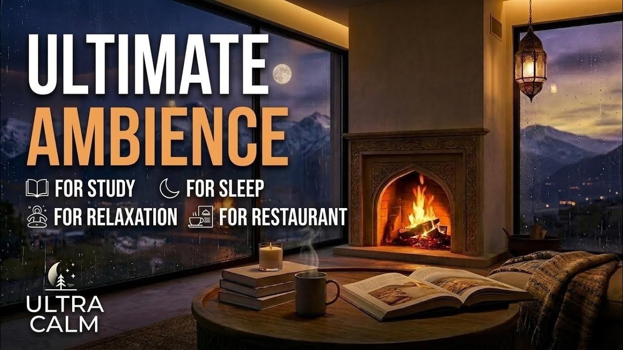 Cozy 1 Hour Rain & Fireplace Ambience 🌧️🔥 Relaxing Sounds for Sleep ...