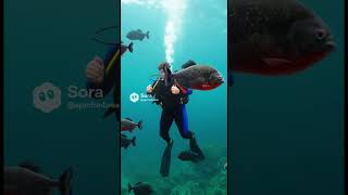 Chubby Divers Gas Attack Spares The Fangs Piranhas Swim For Mercy