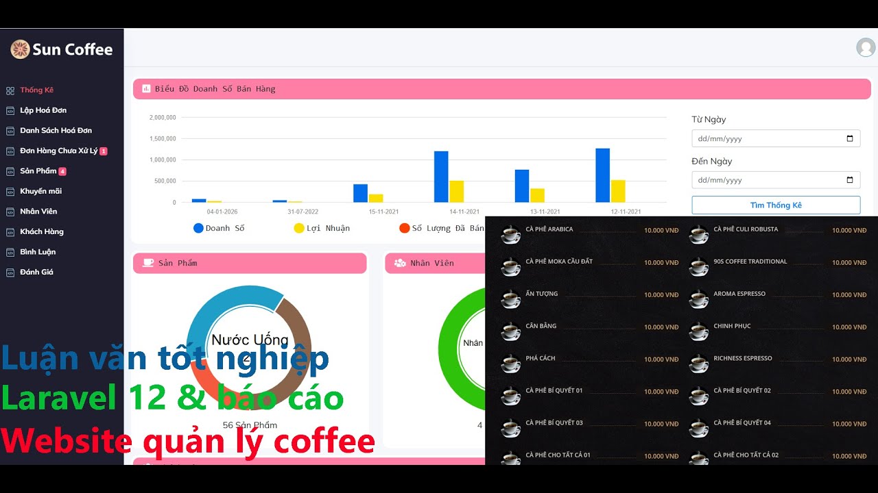 Share Source Code Đồ Án Tốt Nghiệp Website Quản Lý Coffee Laravel 12 & Báo Cáo Đồ Án Slide