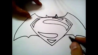 como dibujar el logo de batman vs superman / how to draw batman vs superman  logo step by step - YouTube