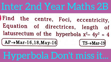 Problem on Hyperbola||Inter 2nd Year Maths 2B in telugu@maths naresh eclass