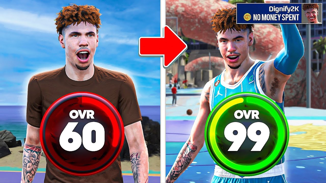 LAMELO BALL BUILD 60 OVR to 99 OVR in 1 VIDEO No Money Spent  No MyCareer