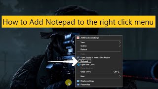 how to add notepad to the right click menu