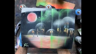 Space City!  NEON FX Spray Paint Art