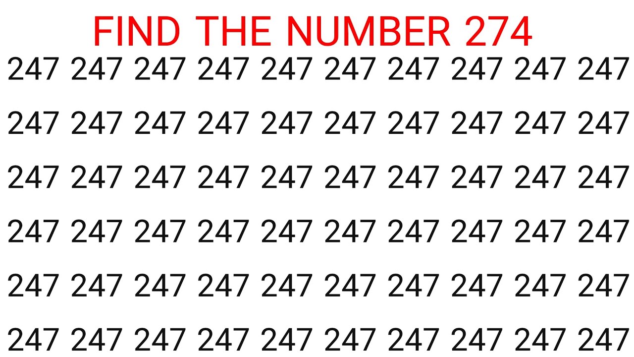 Can You Find the Number “274”? Test Your Mind & Eyes in 1 Minute. - YouTube