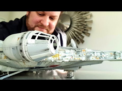 A detailed look at the Lego Star Wars The Force Awakens Millennium Falcon featuring Han Solo, Chewba. 