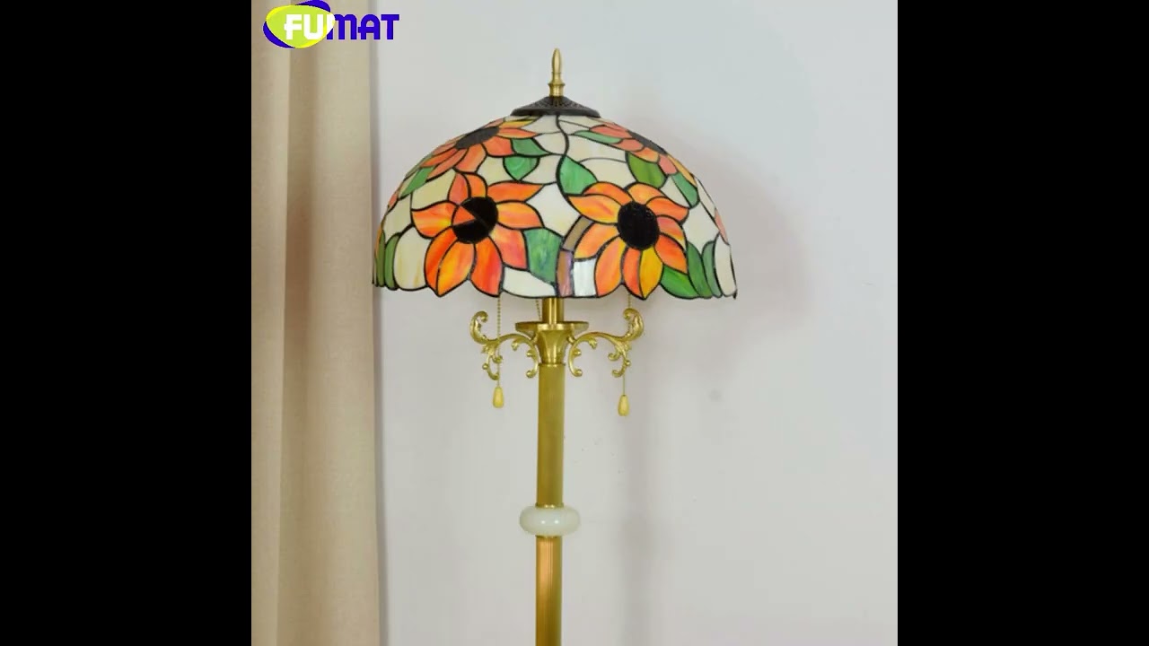Tiffany Stained Glass Pure Copper Sunflower style Floor lamp
