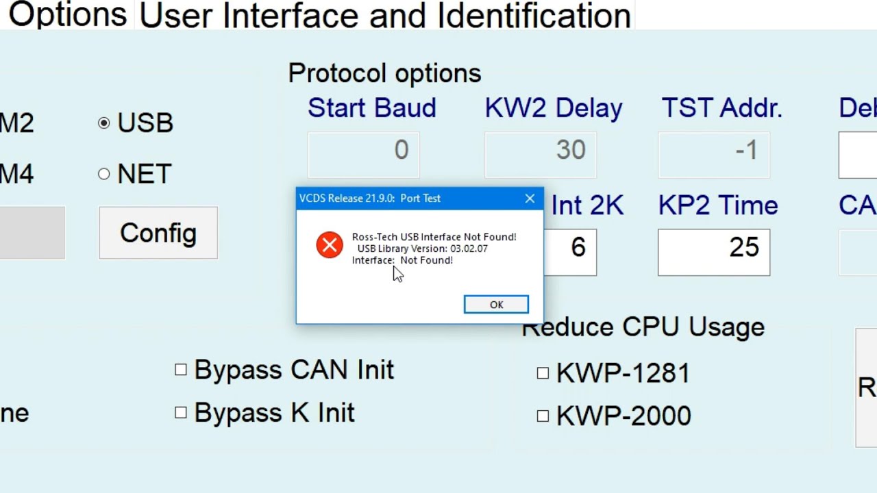 VCDS Ross Tech USB interface not found